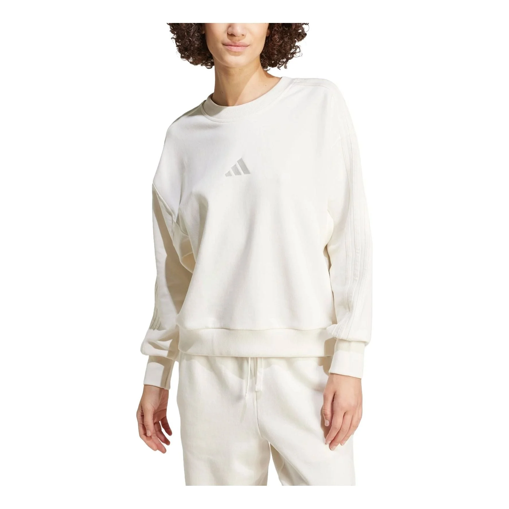 (WMNS) adidas ALL SZN French Terry 3-Stripes Loose Sweatshirt Asia Sizing 'Off White' IW1132 - 1