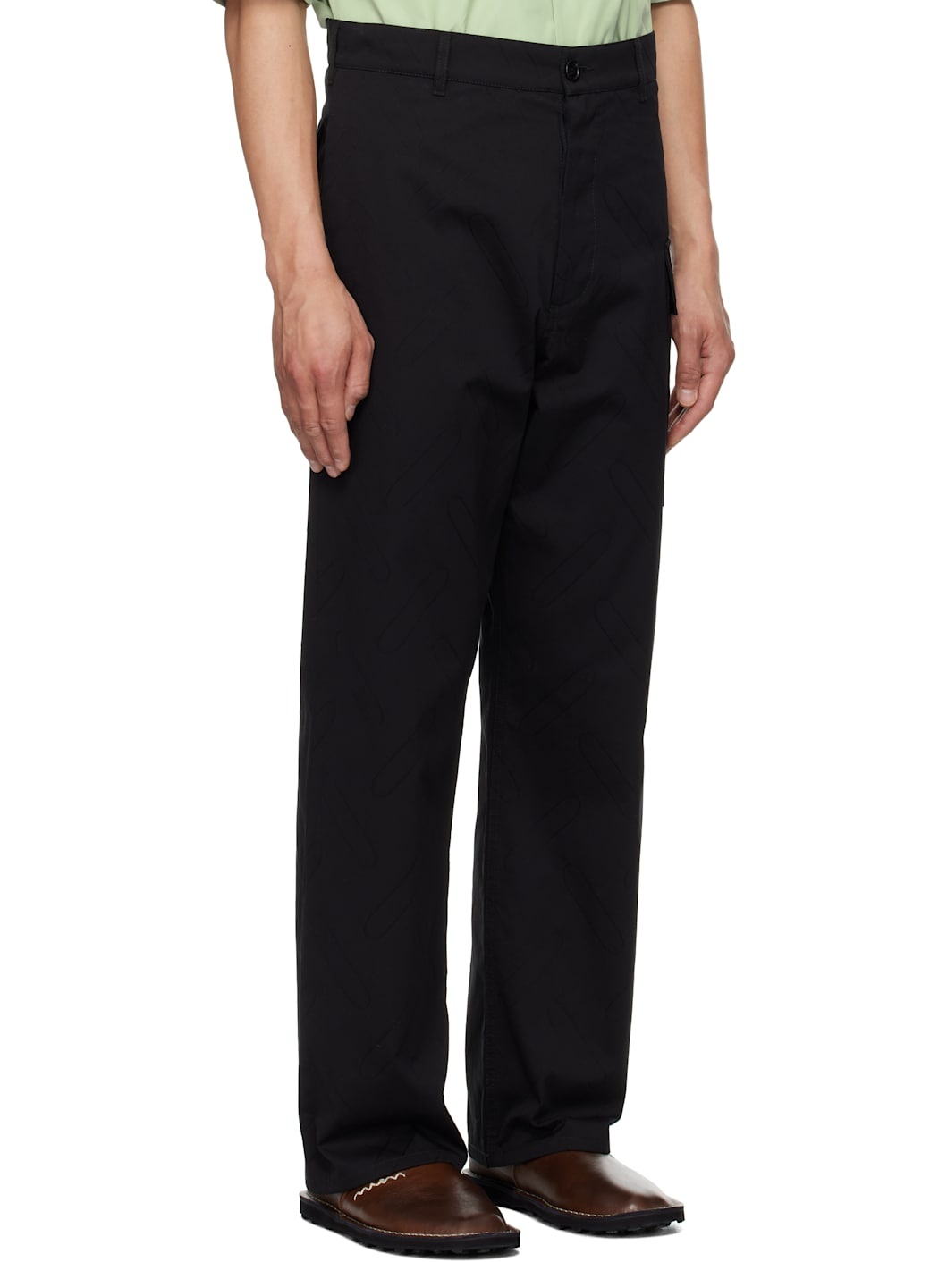 Black Big Confetti Cotton Jacquard Trousers - 2