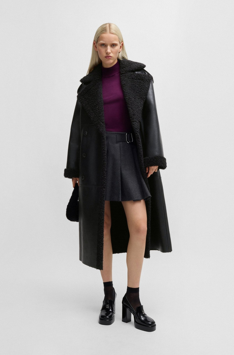HUGO OVERSIZE-FIT FAUX-LEATHER COAT WITH FAUX-FUR TRIMS outlook