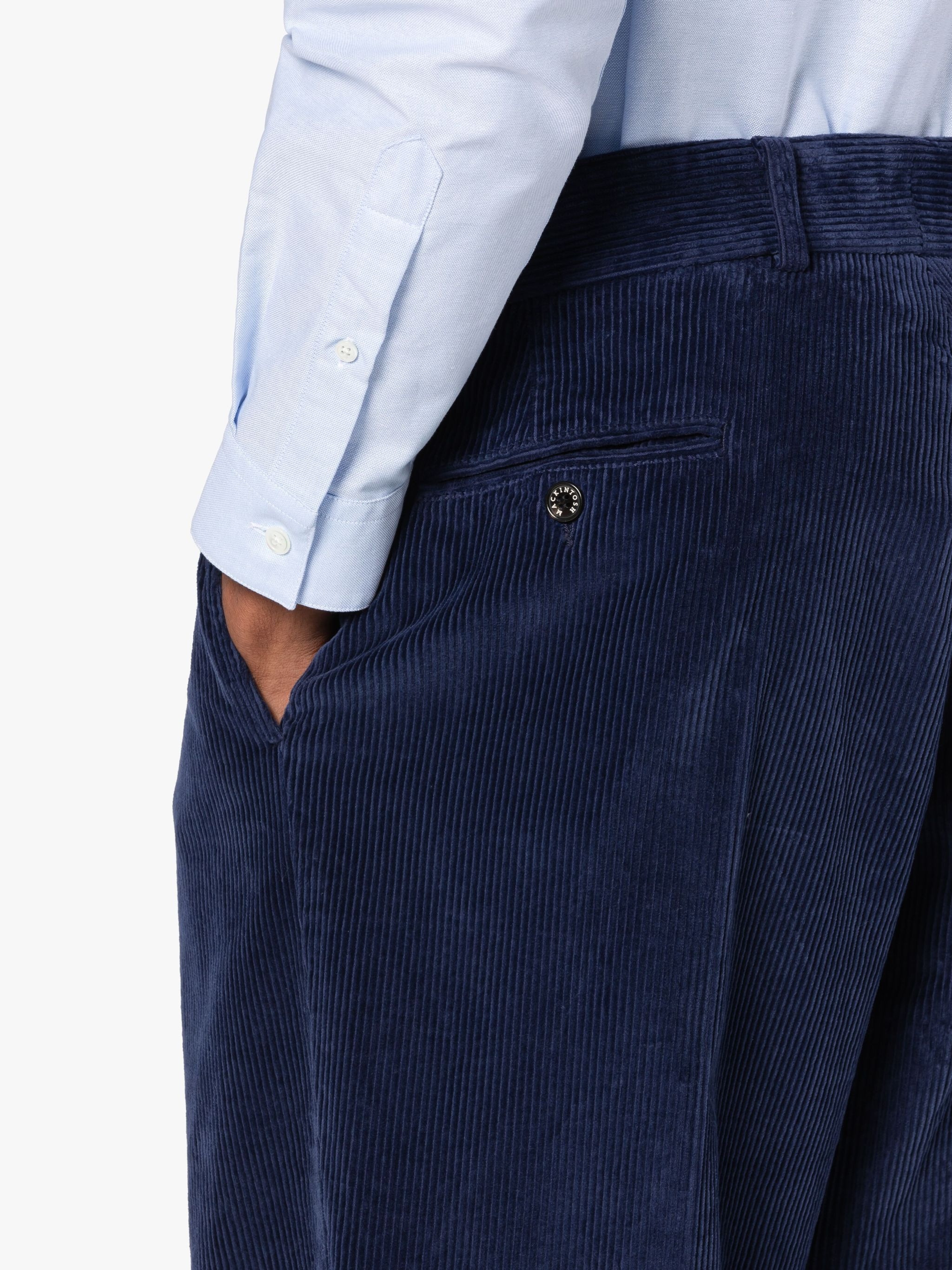 NAVY CORDUROY COTTON CHINO TROUSERS - 6