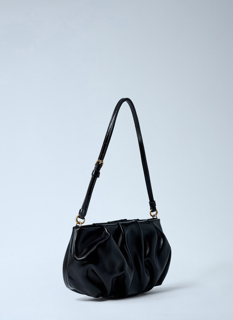 Dries Van Noten Pleated Leather Shoulder Bag outlook