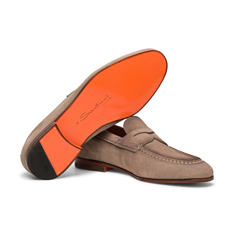 Men’s beige suede penny loafer 3