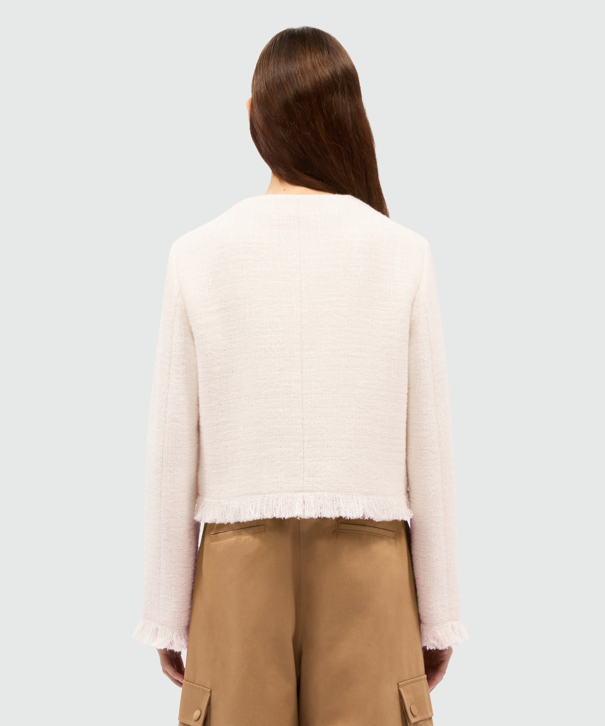 Ivory bouclé jacket with micro sequins - 3