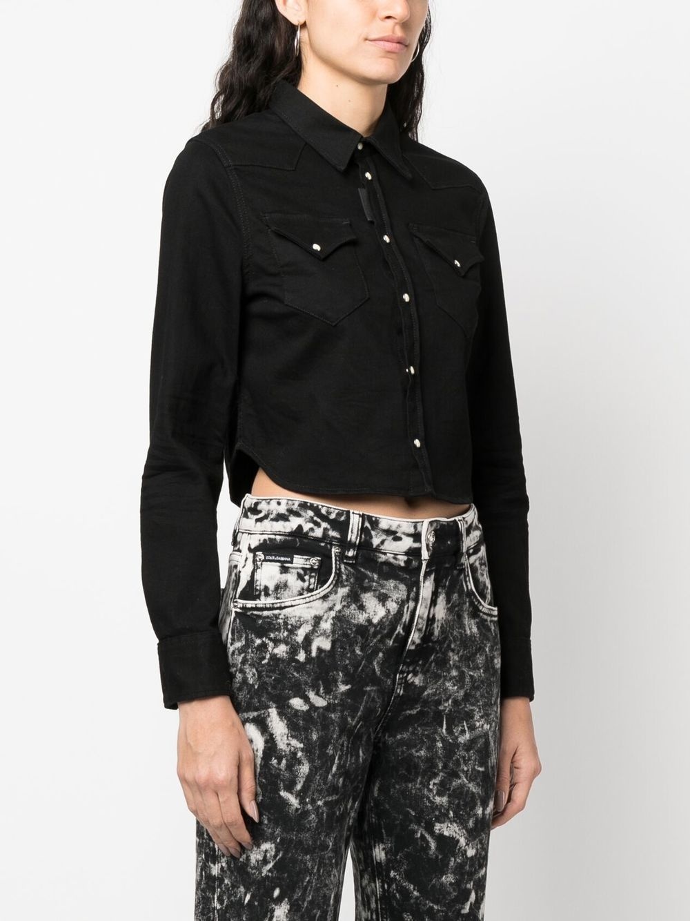 cropped denim shirt - 3