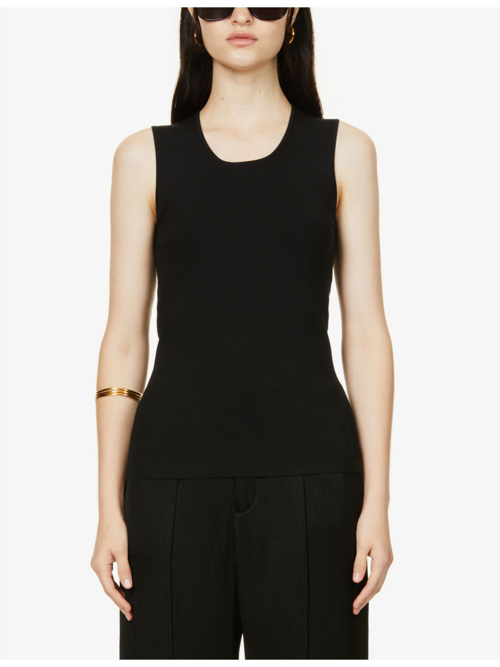 Scoop-neck silk-blend tank top - 3