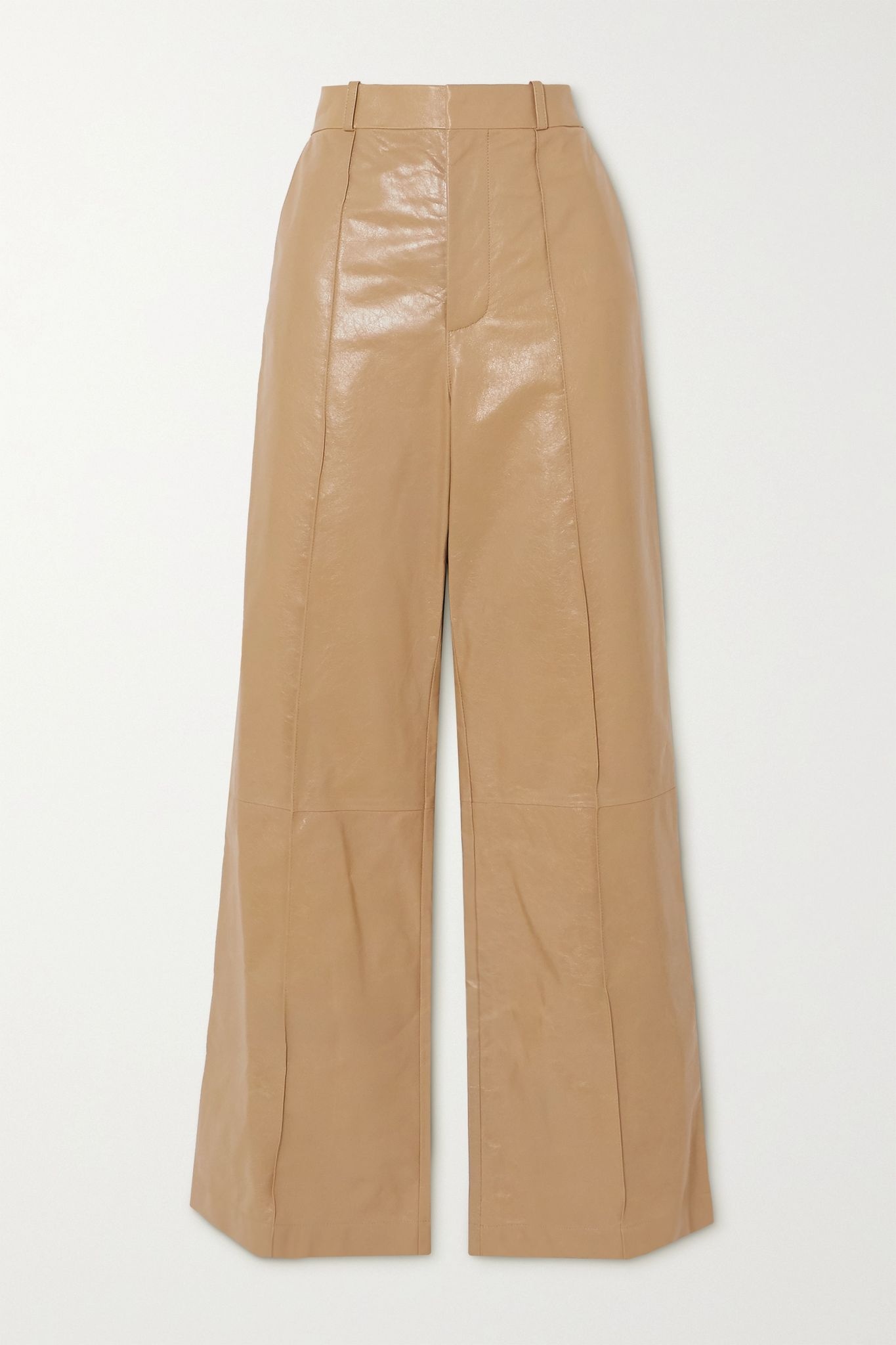 Pintucked leather wide-leg pants - 1