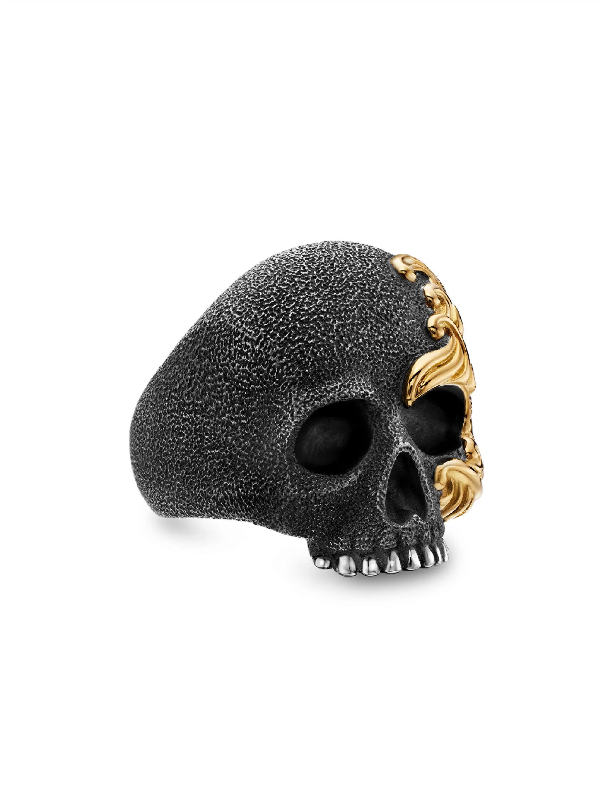 Men's Waves Skull Ring In Sterling Silver - Silver - 1