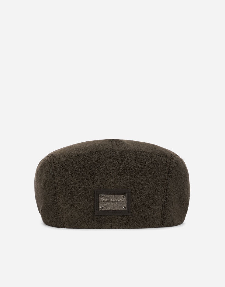 Cotton terrycloth flat cap with logo tag - 2