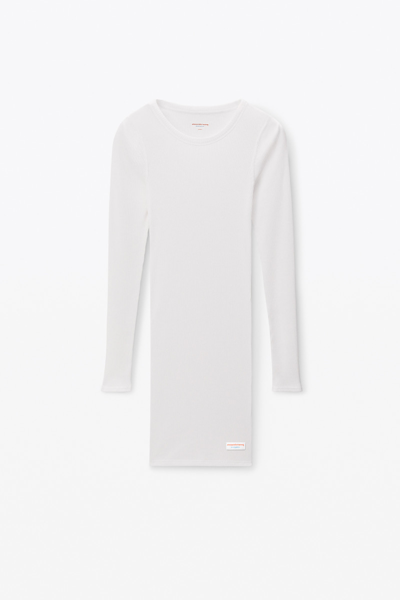 long sleeve loungewear dress in ribbed cotton jersey 1