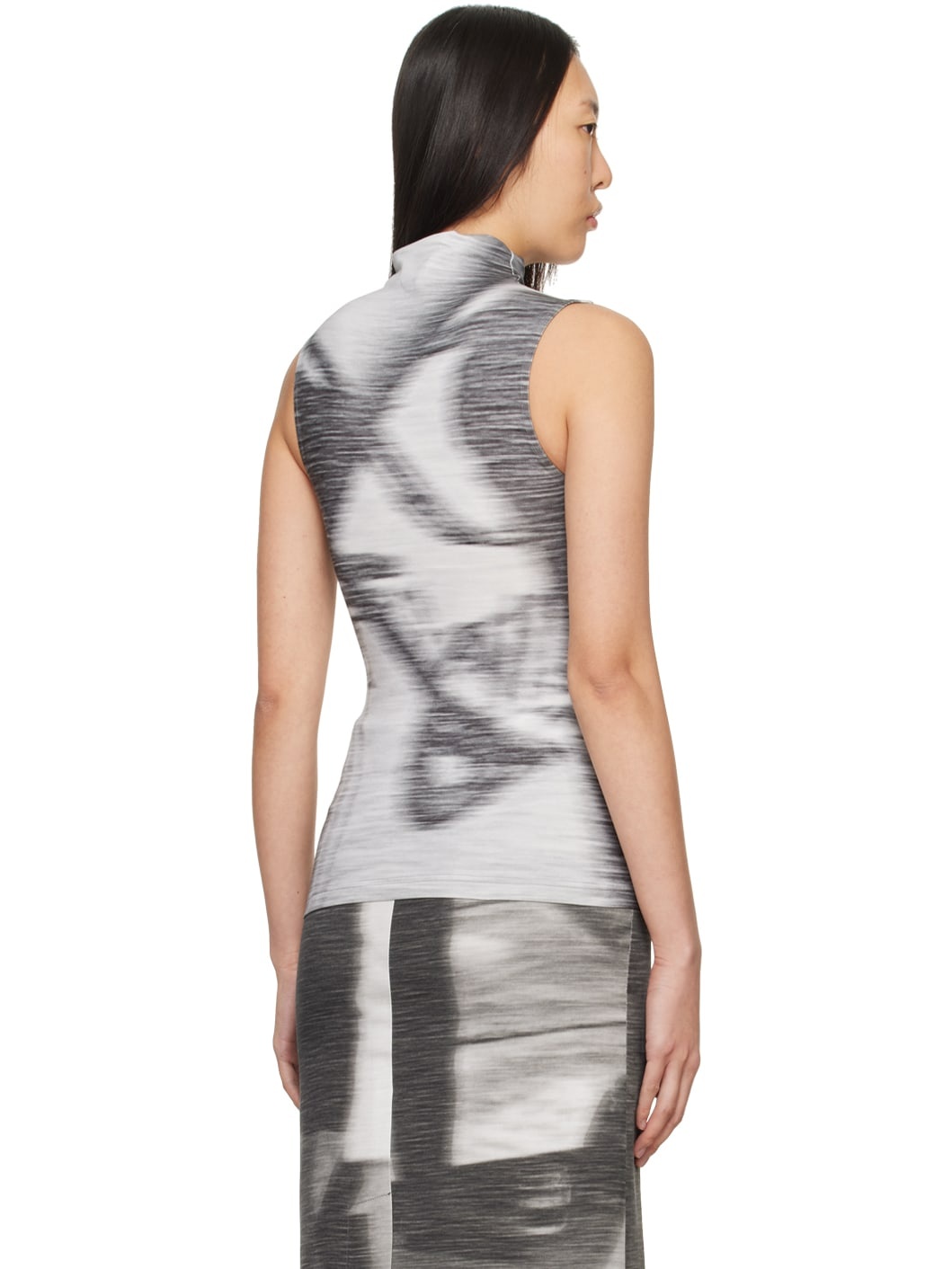 Gray Printed Tank Top - 3