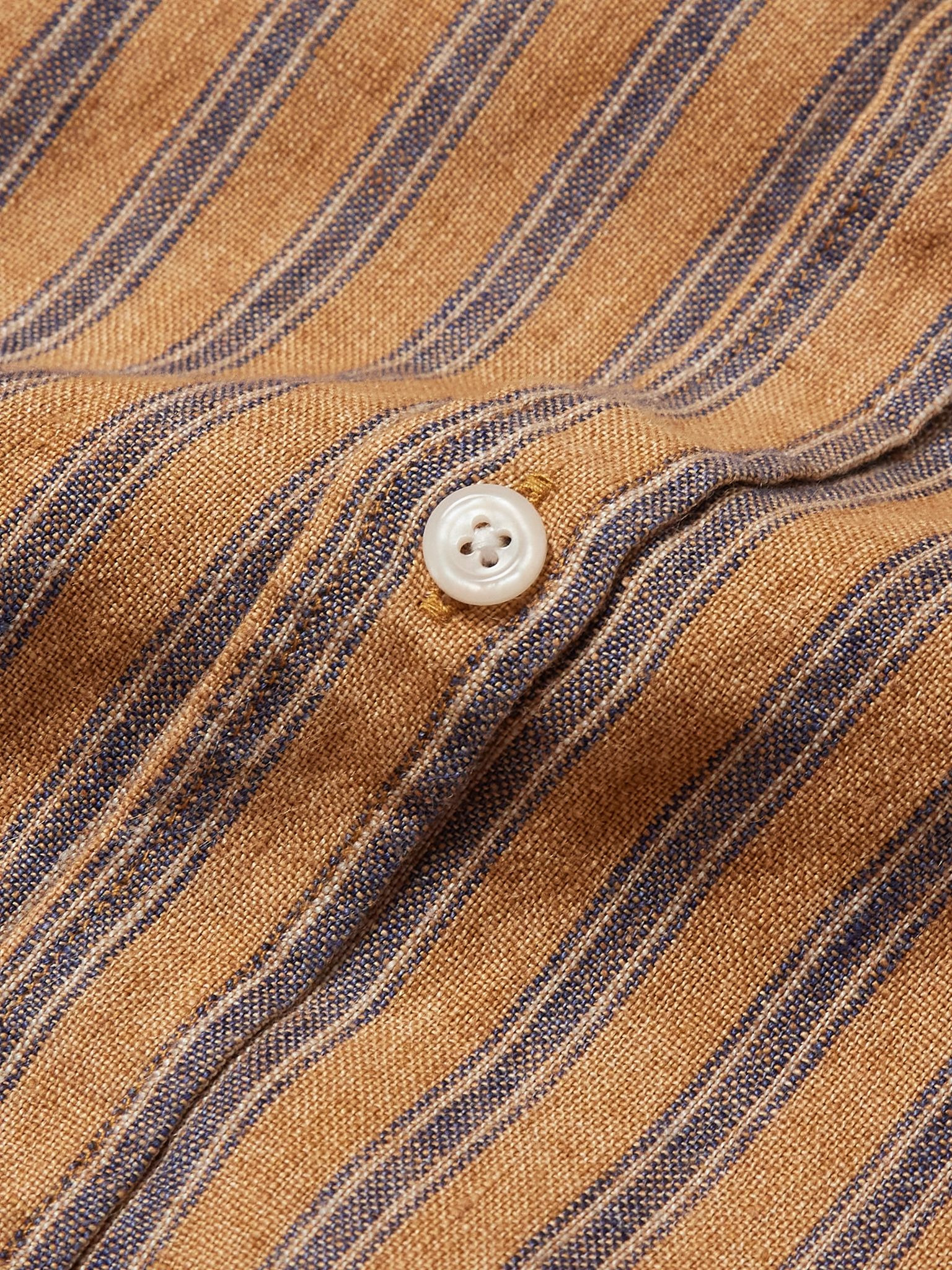 Garrison Striped Linen and Cotton-Blend Shirt Orange - 4