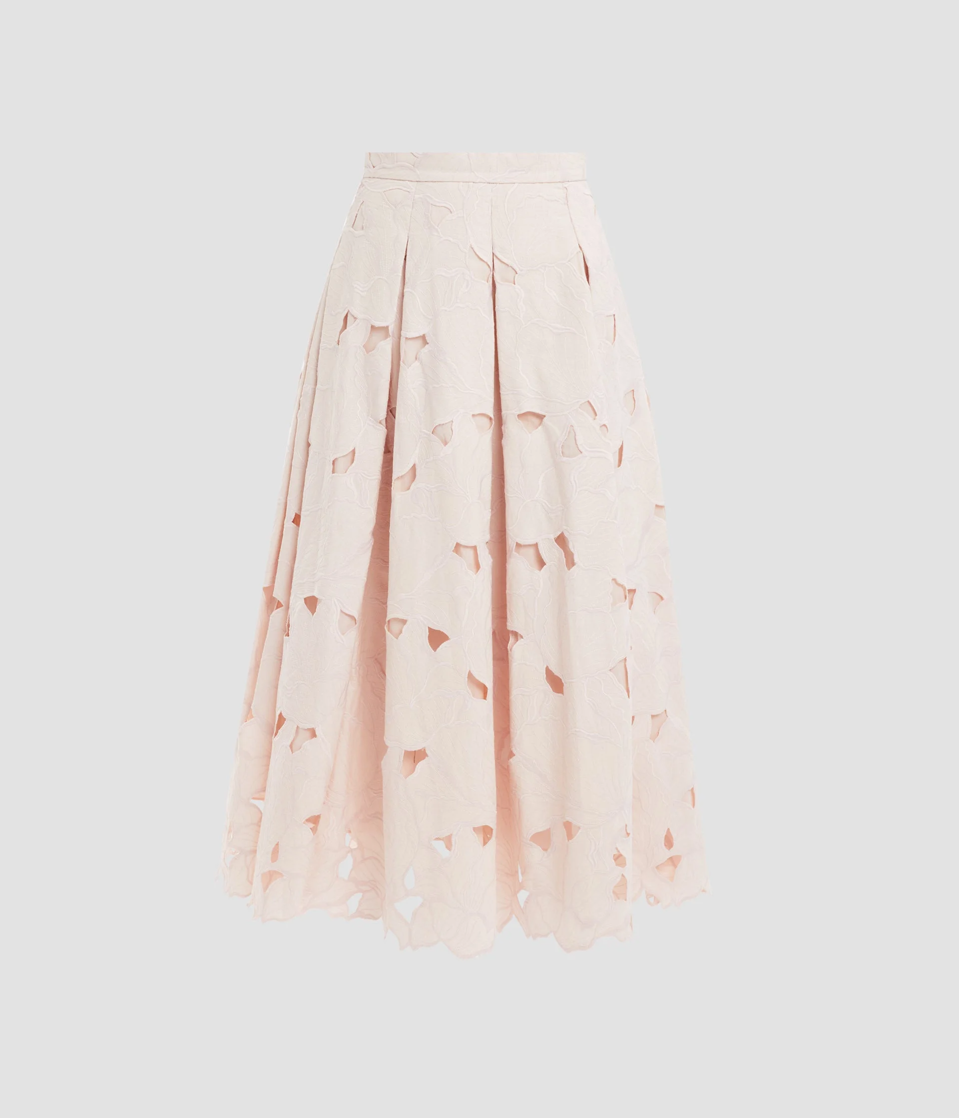 FLORAL CUTWORK PLEATED MIDI SKIRT - 1