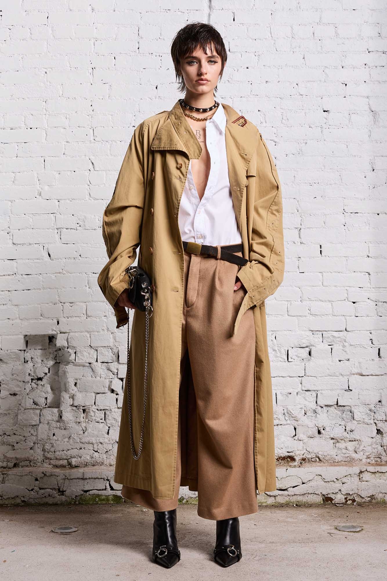 OVERSIZED DECONSTRUCTED TRENCH COAT - KHAKI - 3