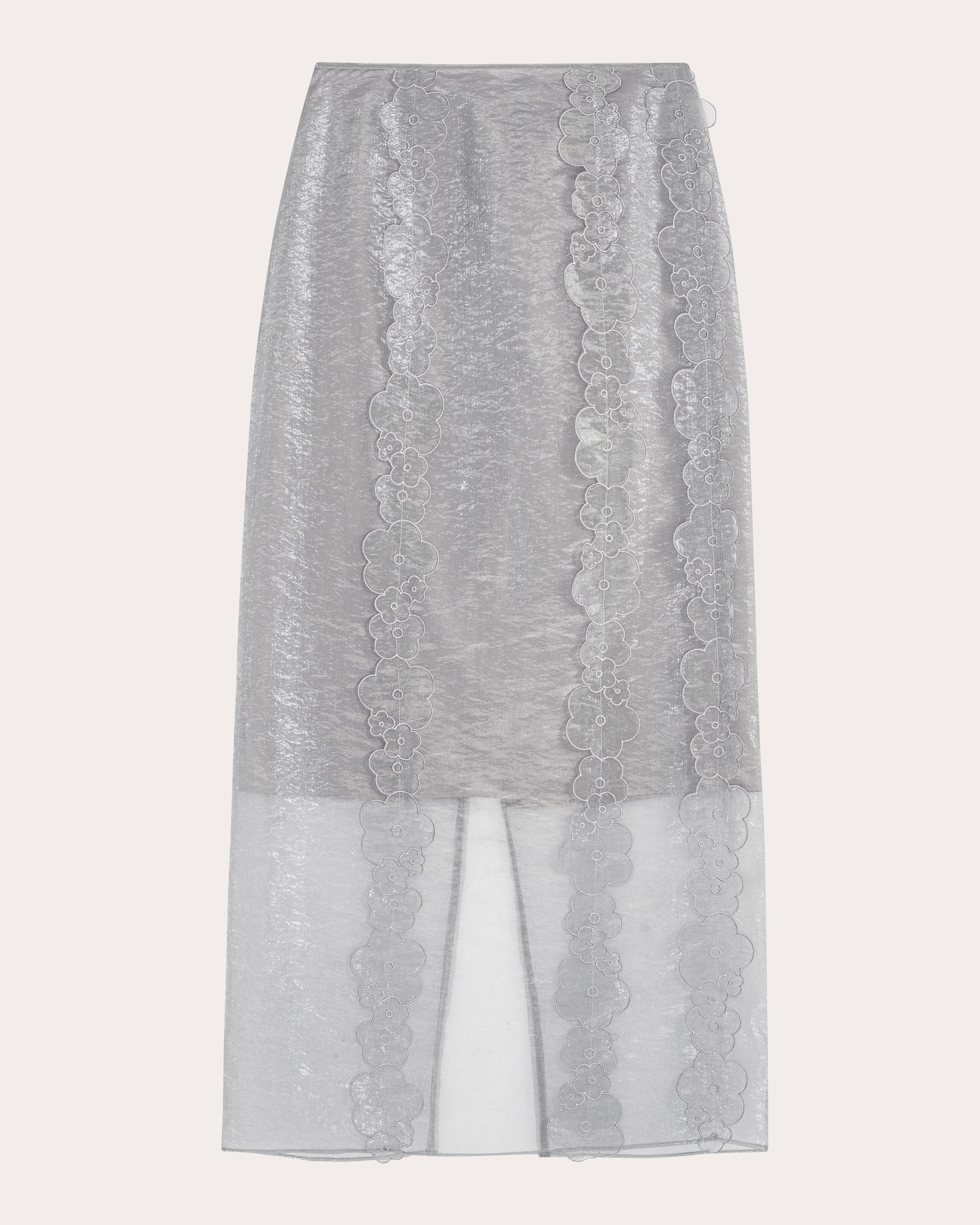 Olympia Floral Appliqué Sheer Liquid Myrtia Midi Skirt - 1