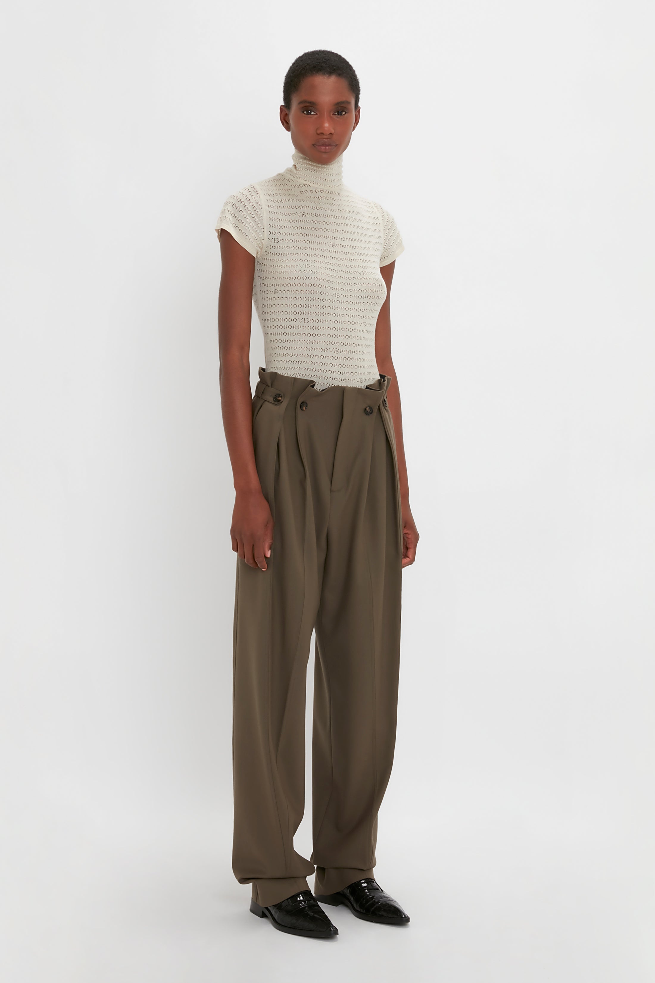 Gathered Waist Utility Trouser In Oregano - 3