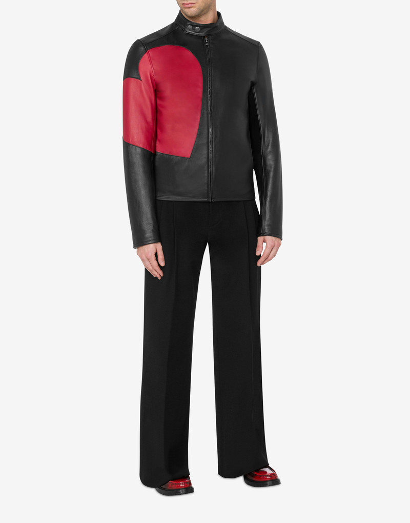 Moschino HEART GRAPHIC NAPPA LEATHER BIKER JACKET outlook