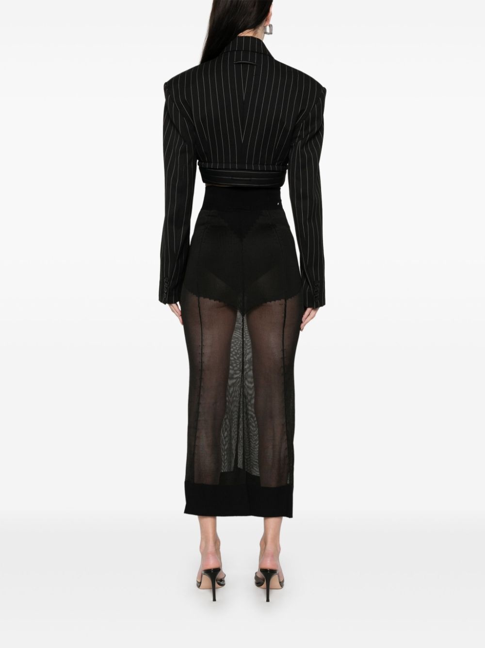 pinstriped cropped blazer - 4