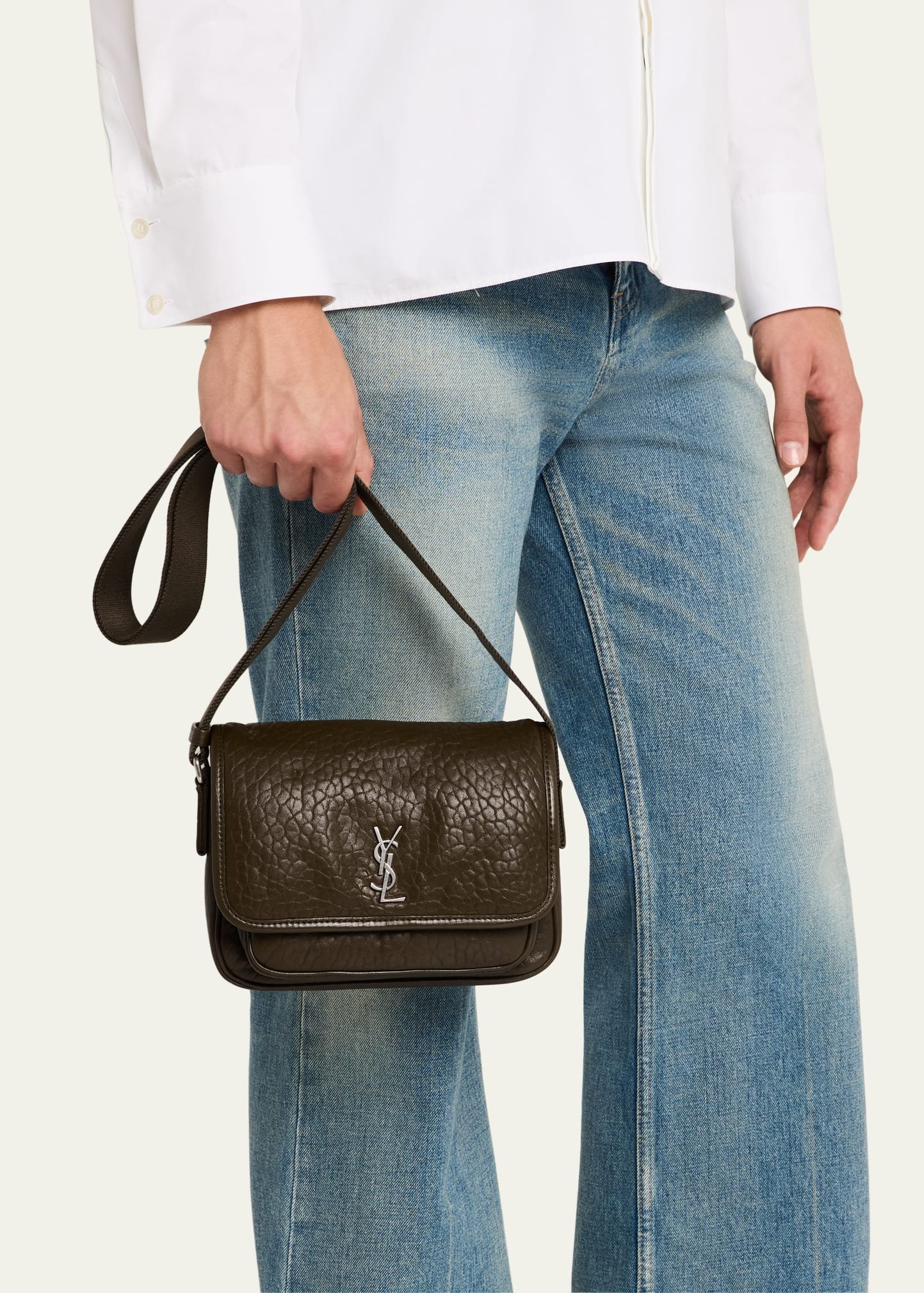 Men's Niki Small Messenger Bag in Grained Lambskin - 2