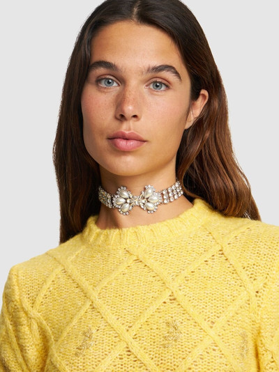 Alessandra Rich Crystal & faux pearl choker outlook