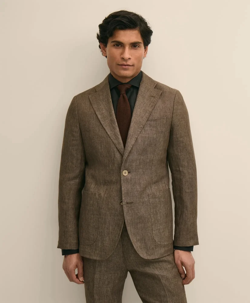 Slim Fit Linen Suit Jacket - 1