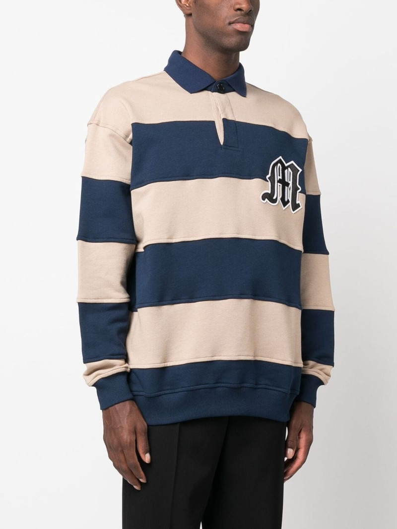 logo-patch striped polo sweatshirt 3