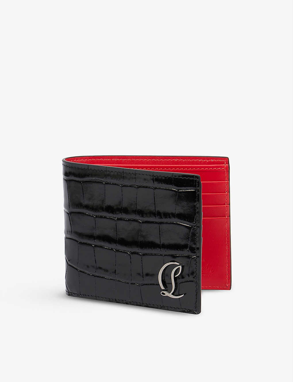 Christian Louboutin Coolcard Logo-plaque Croc-embossed Leather Wallet in  Black for Men