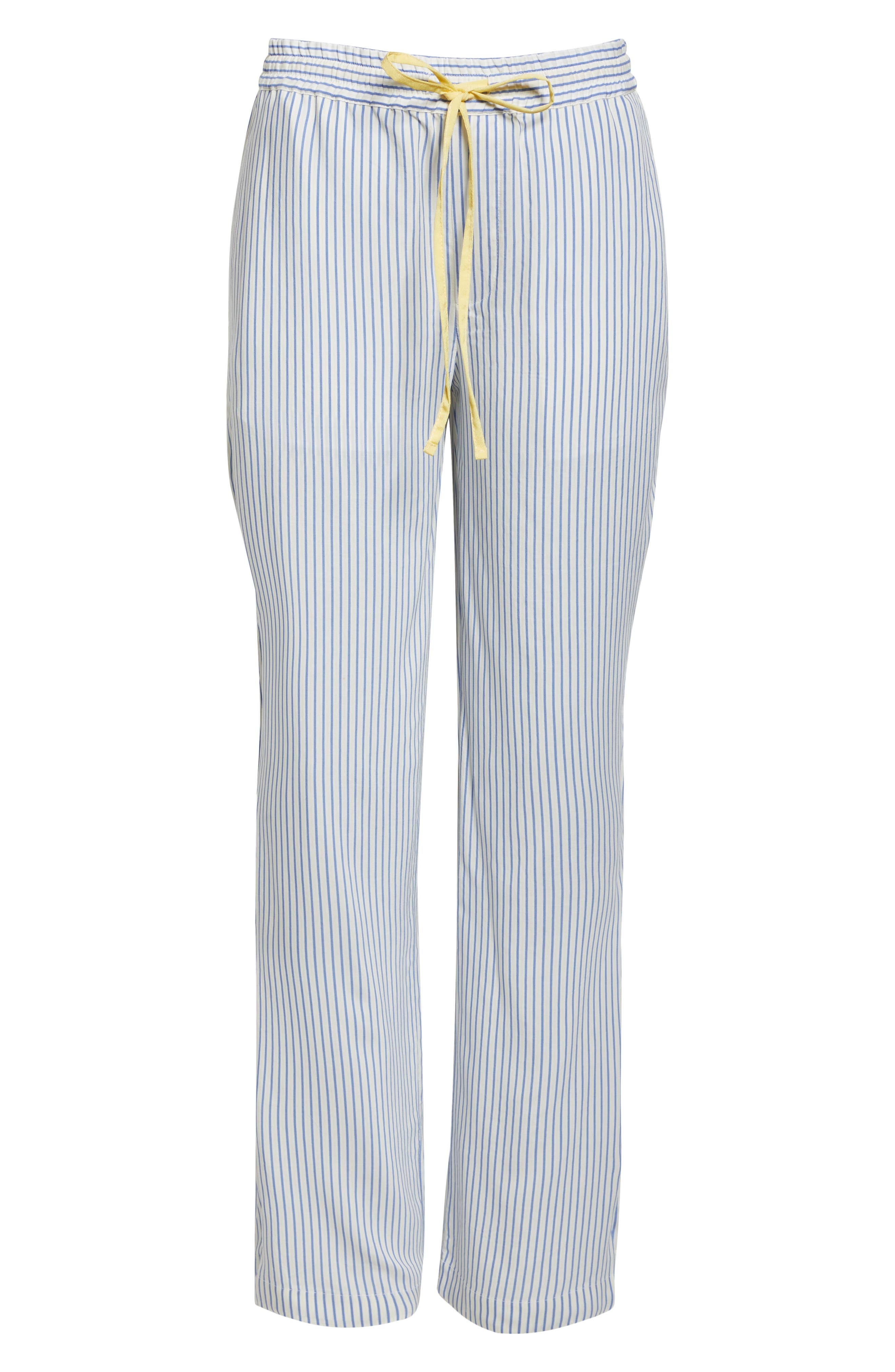 Victoria Beckham Pleat Detail Stripe Pajama Trousers in White /Regatta /Ice Lemon at Nordstrom - 6