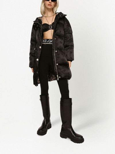 Dolce & Gabbana logo-print hooded puffer coat outlook