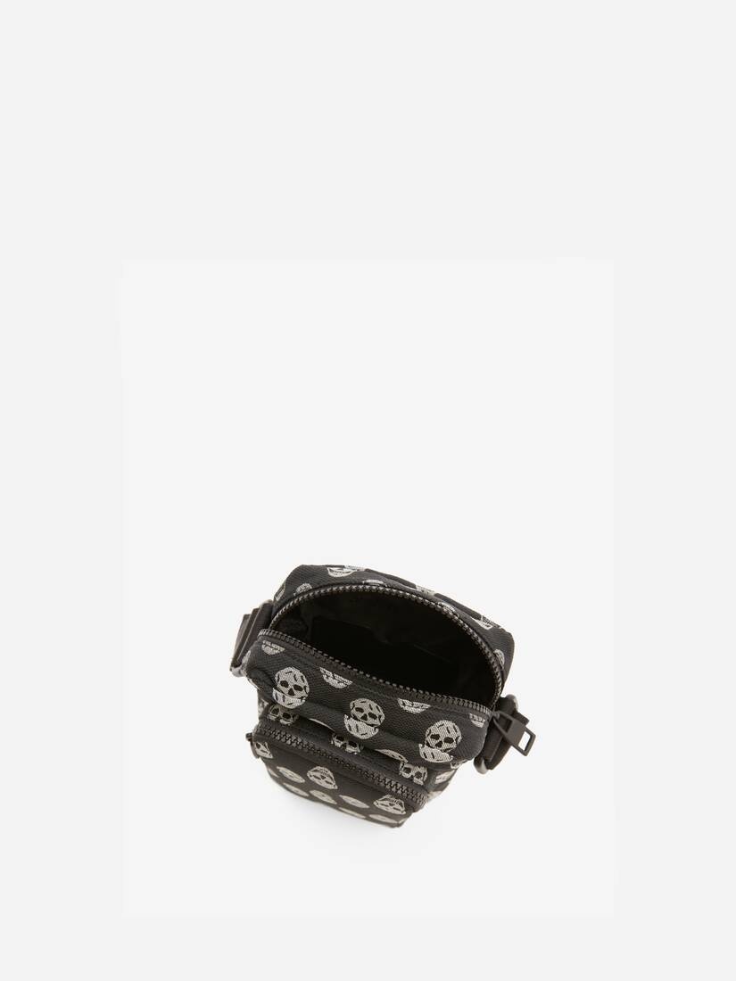Biker Skull Urban Mini Messenger Bag in Black/off White - 4