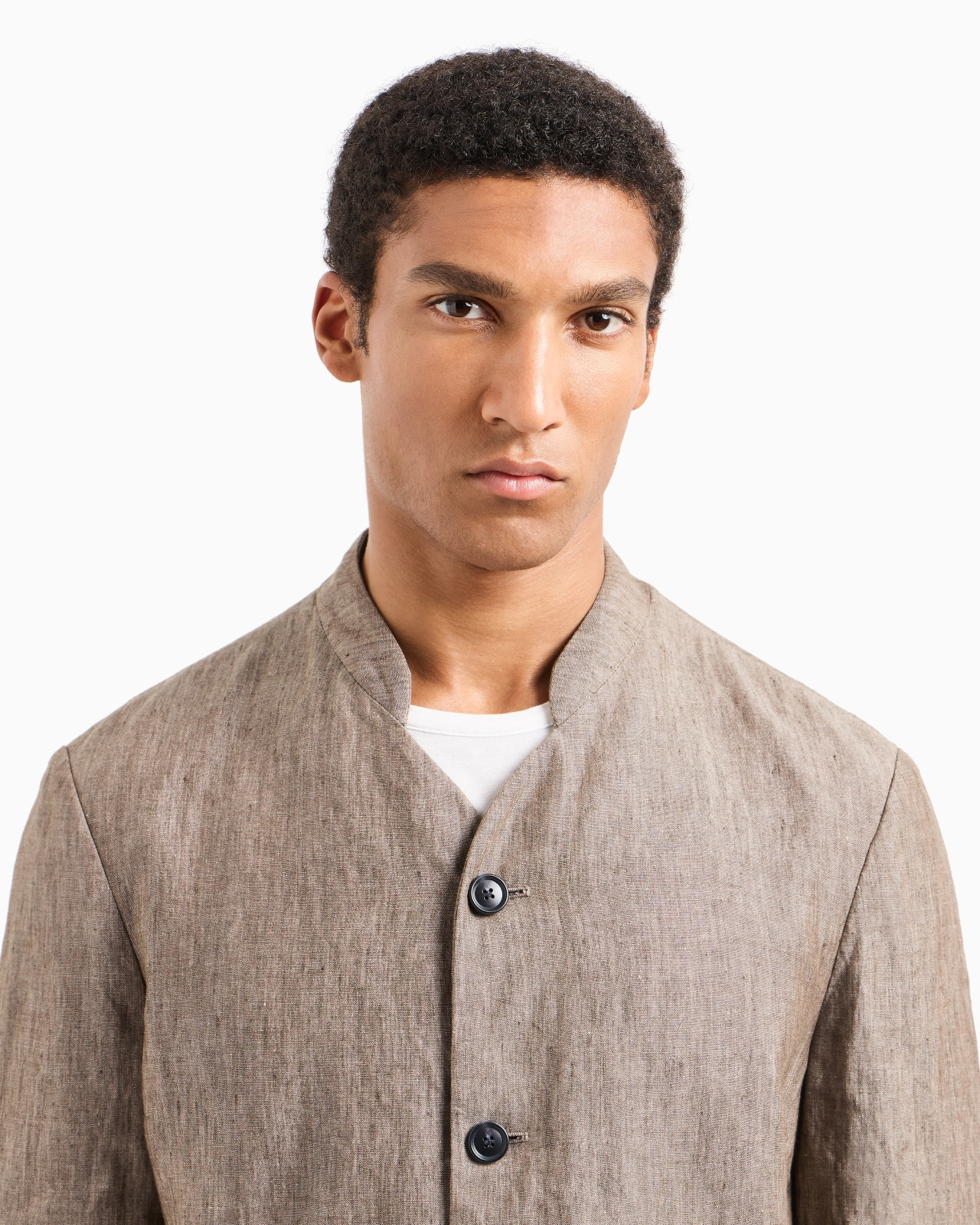 SINGLE-BREASTED JACKET IN FADED LINEN CHAMBRAY - 5