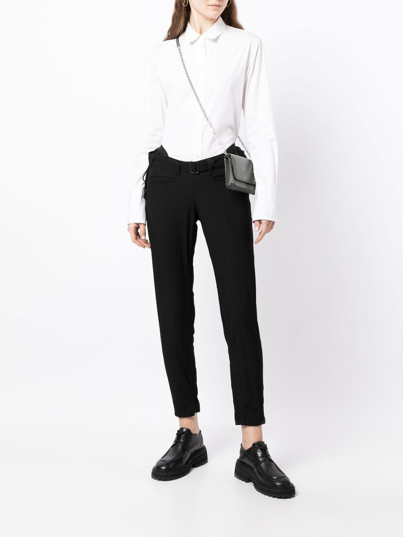 Yohji Yamamoto belted skinny wool trousers outlook