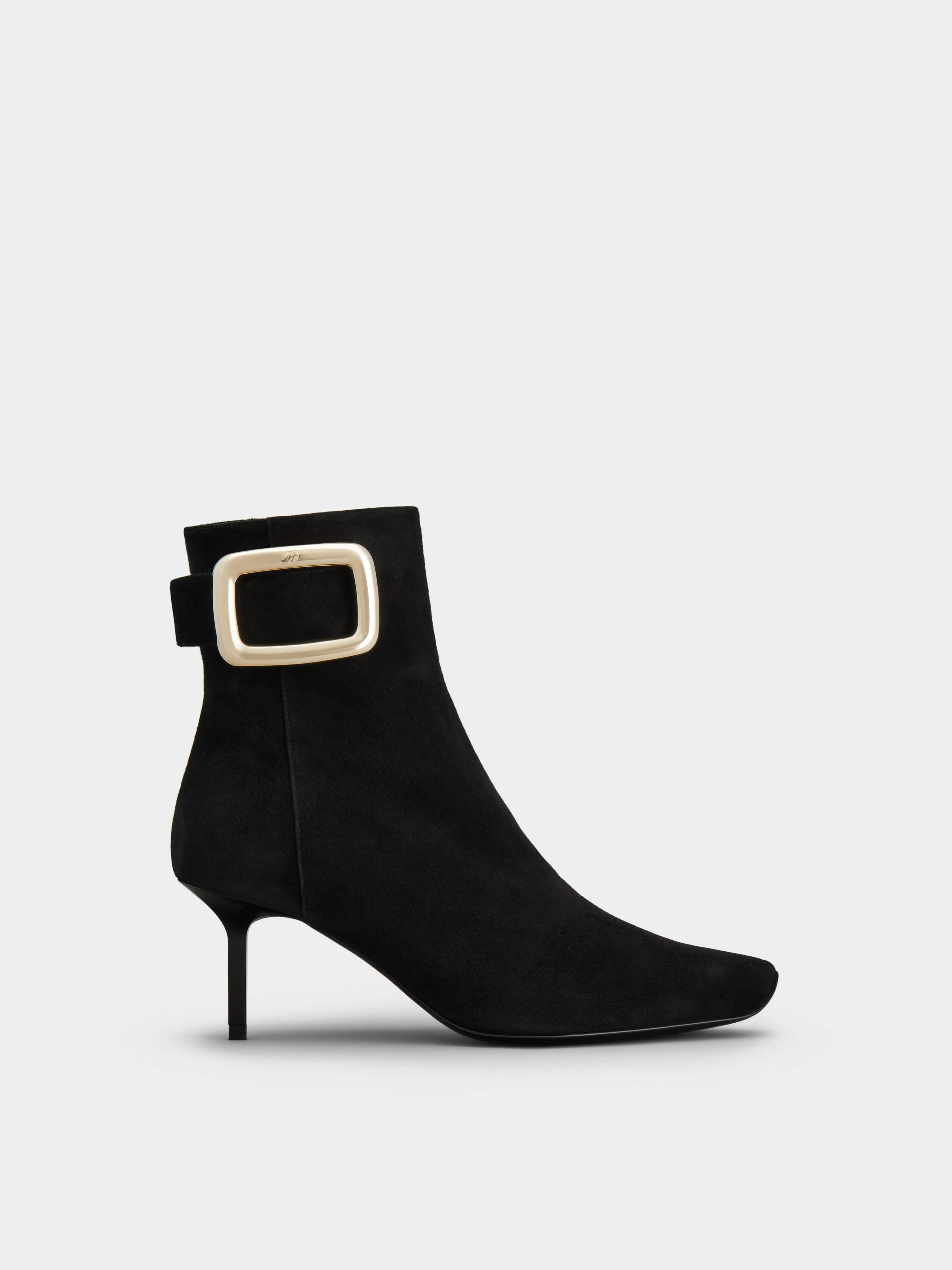 Viv' Choc Metal Buckle Booties in Suede - 1