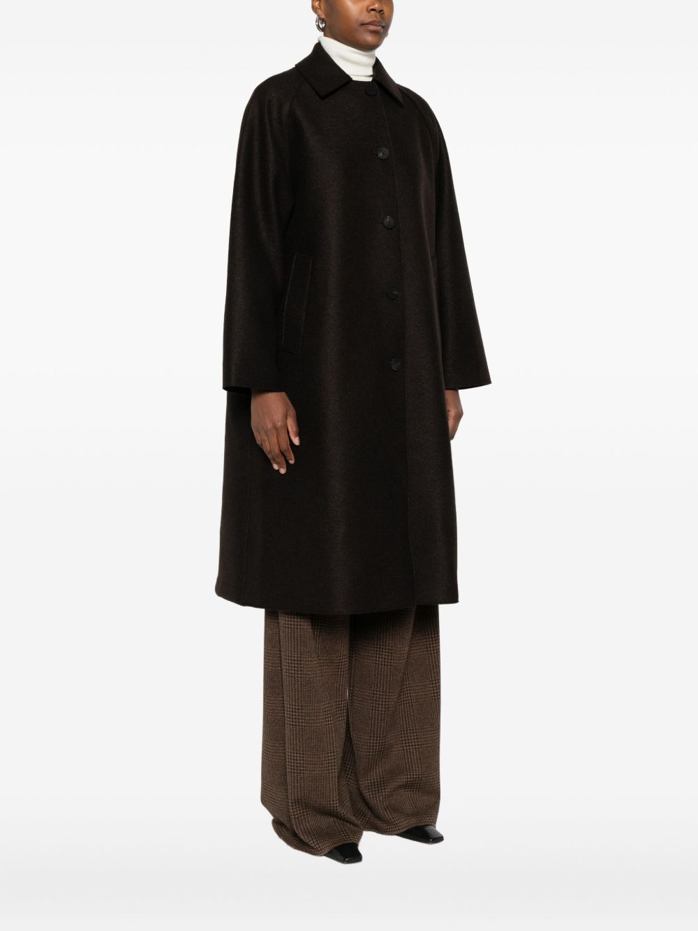 Balmacaan button-front raglan-sleeve coat - 3