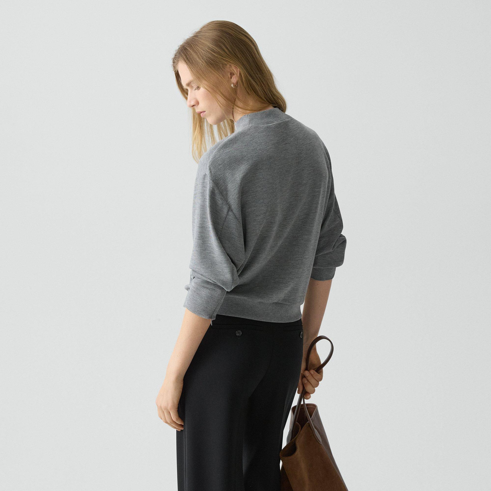 Mock Neck Sweatshirt in Double-Knit Jersey - 4