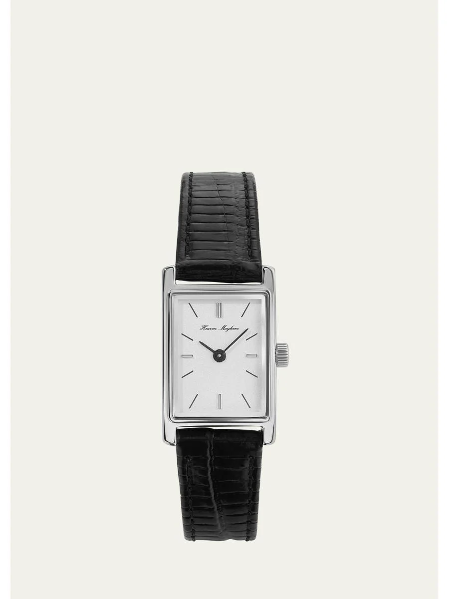 Mini Icon Watch with Leather Strap, Silver - 1