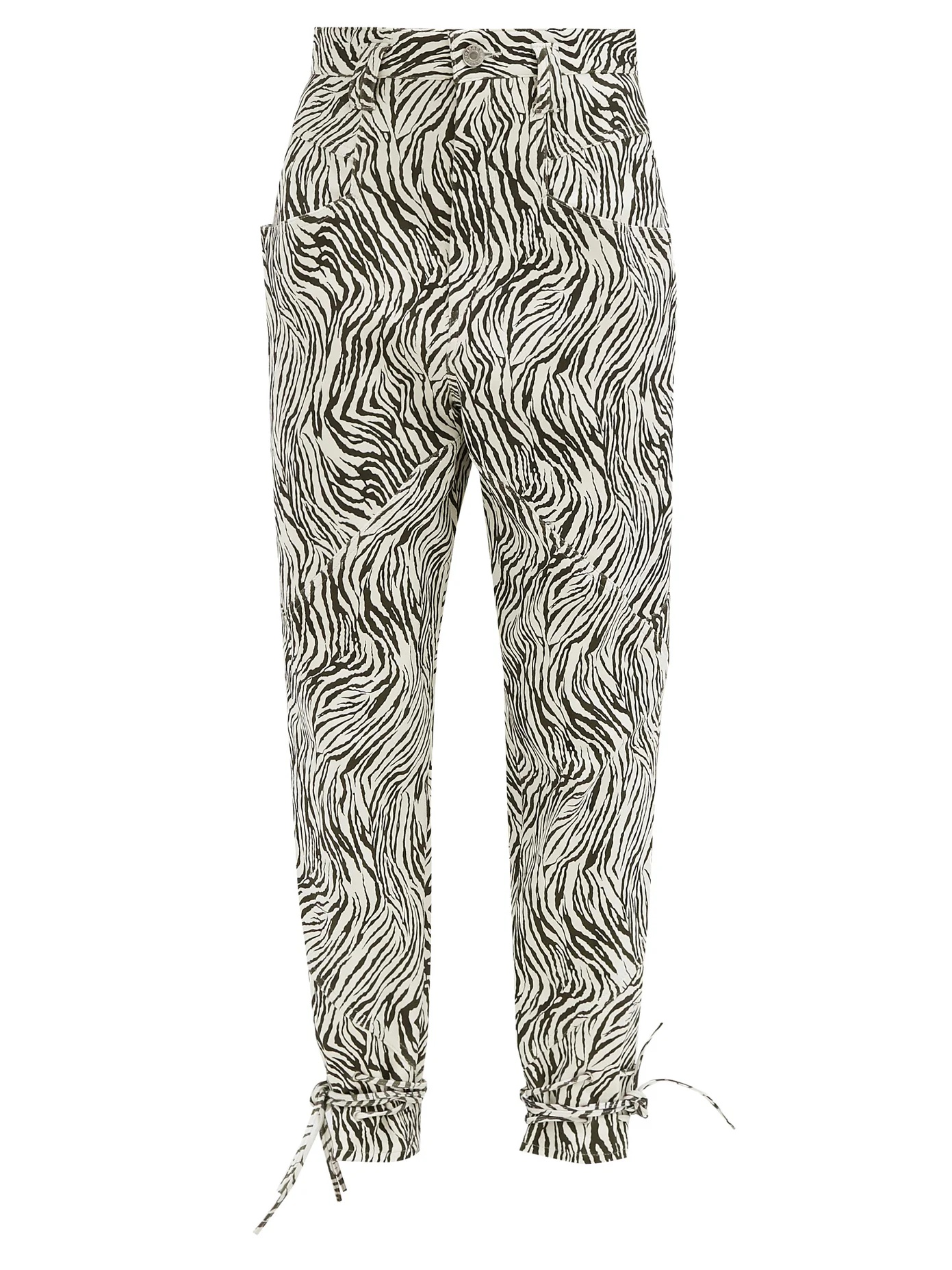 Badeloisa high-rise zebra-print leather trousers - 1