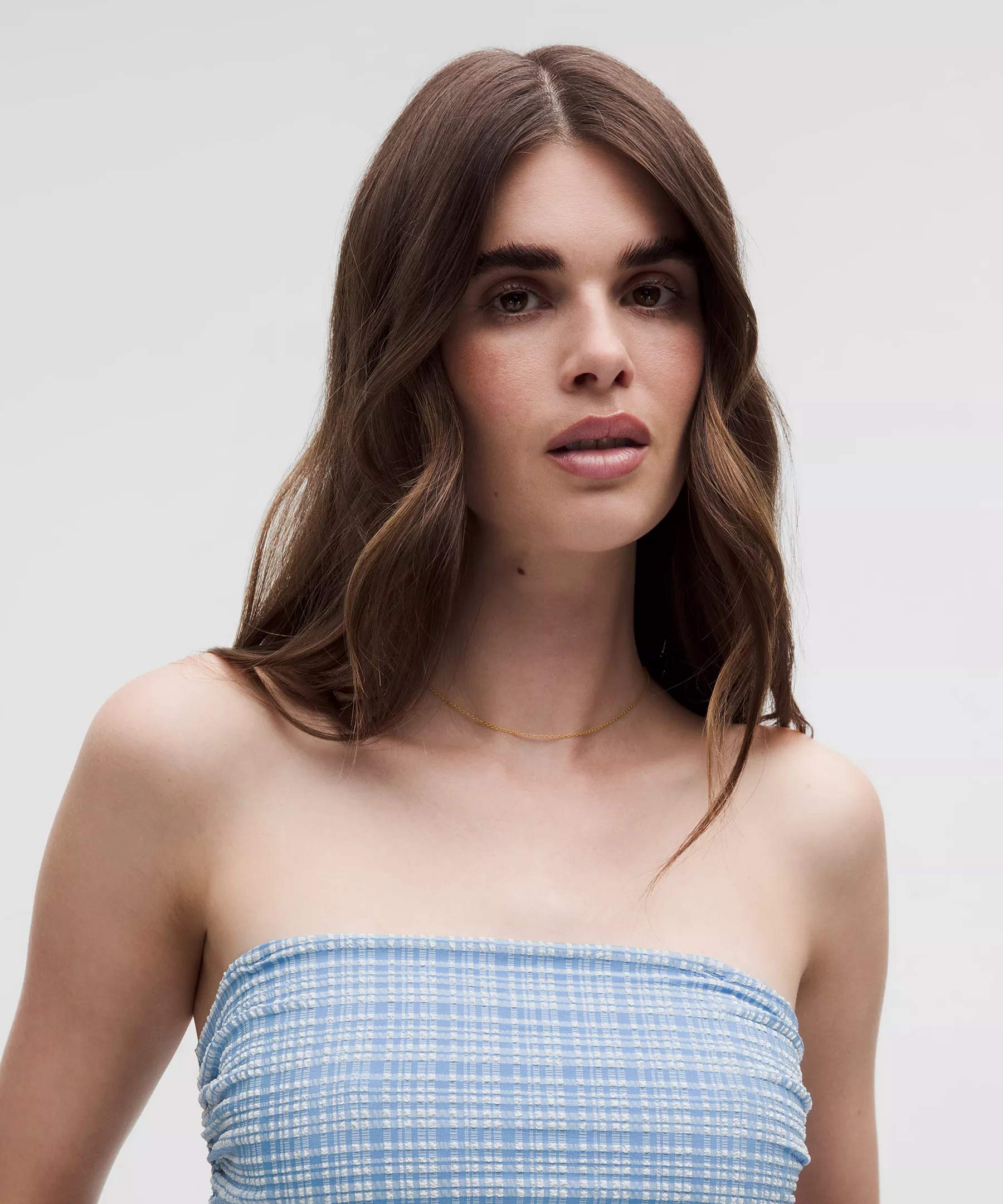 Seersucker Check Strappy Tank Top - 5