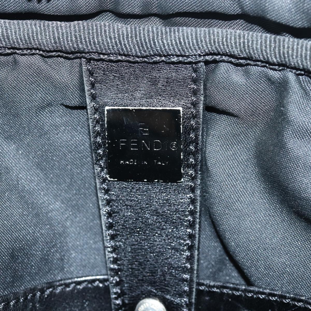 FENDI Zucchino Canvas Hand Bag Brown Black - 15