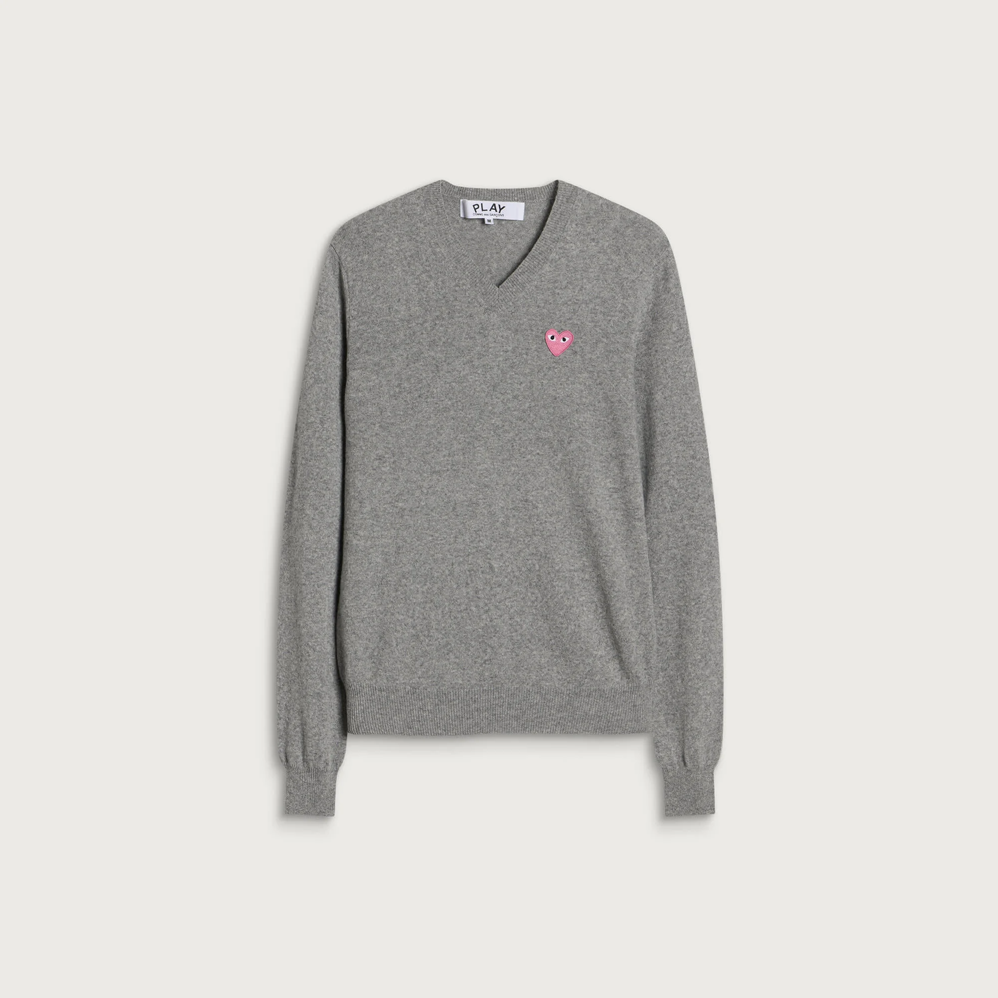 Comme des Garçons Play Pink Heart V Neck Jumper - 1