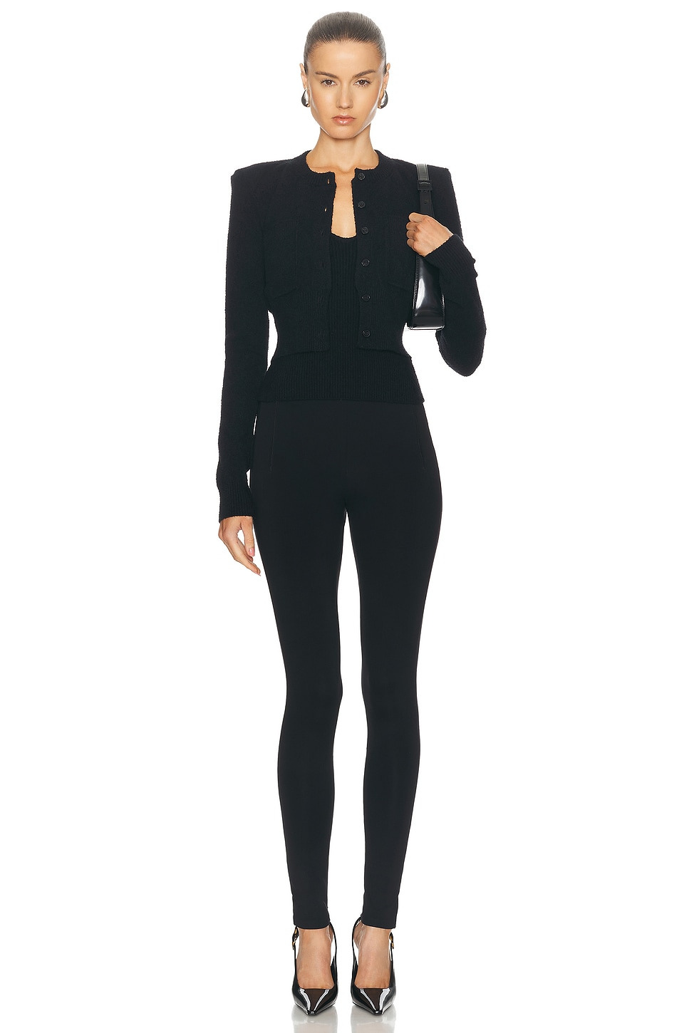Cropped Cardigan With Shoulder Pads - 5