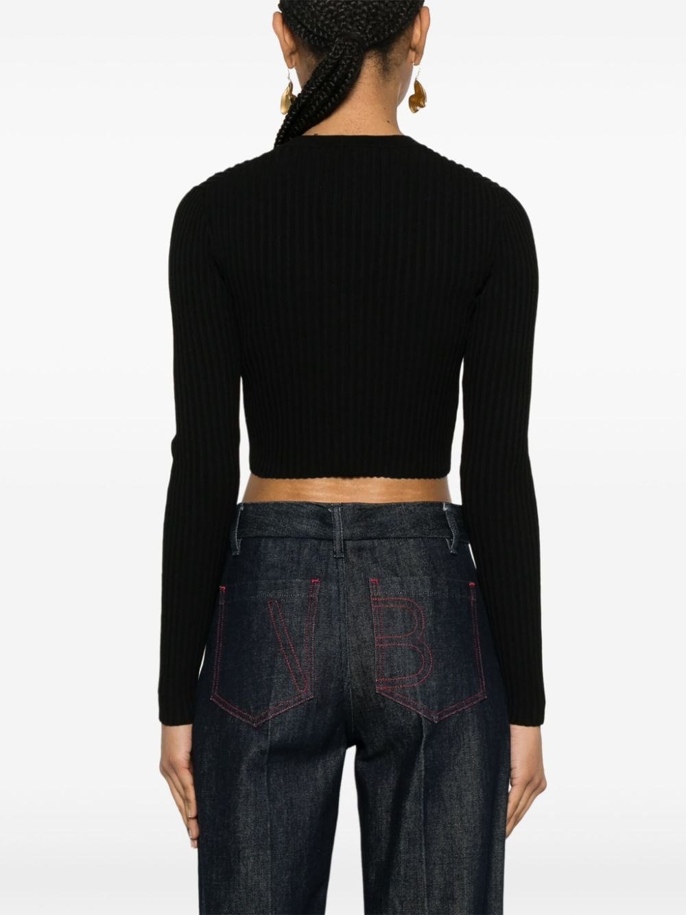 cropped ribbed-knit cardigan - 4