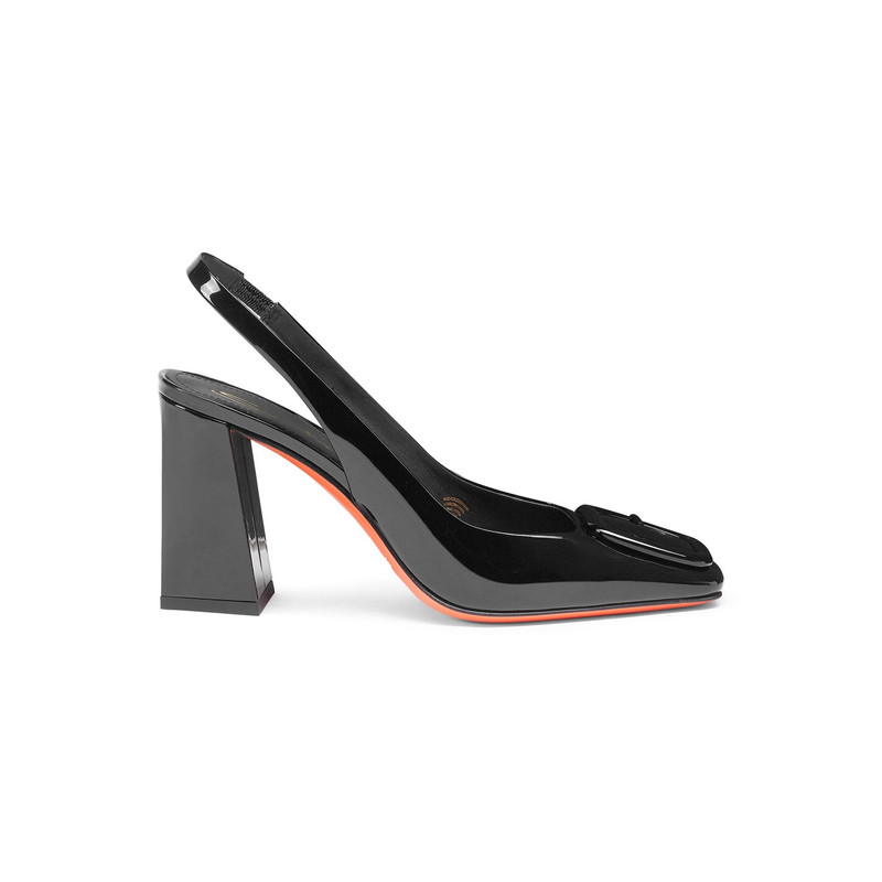 Women’s black patent leather high-heel slingback 1