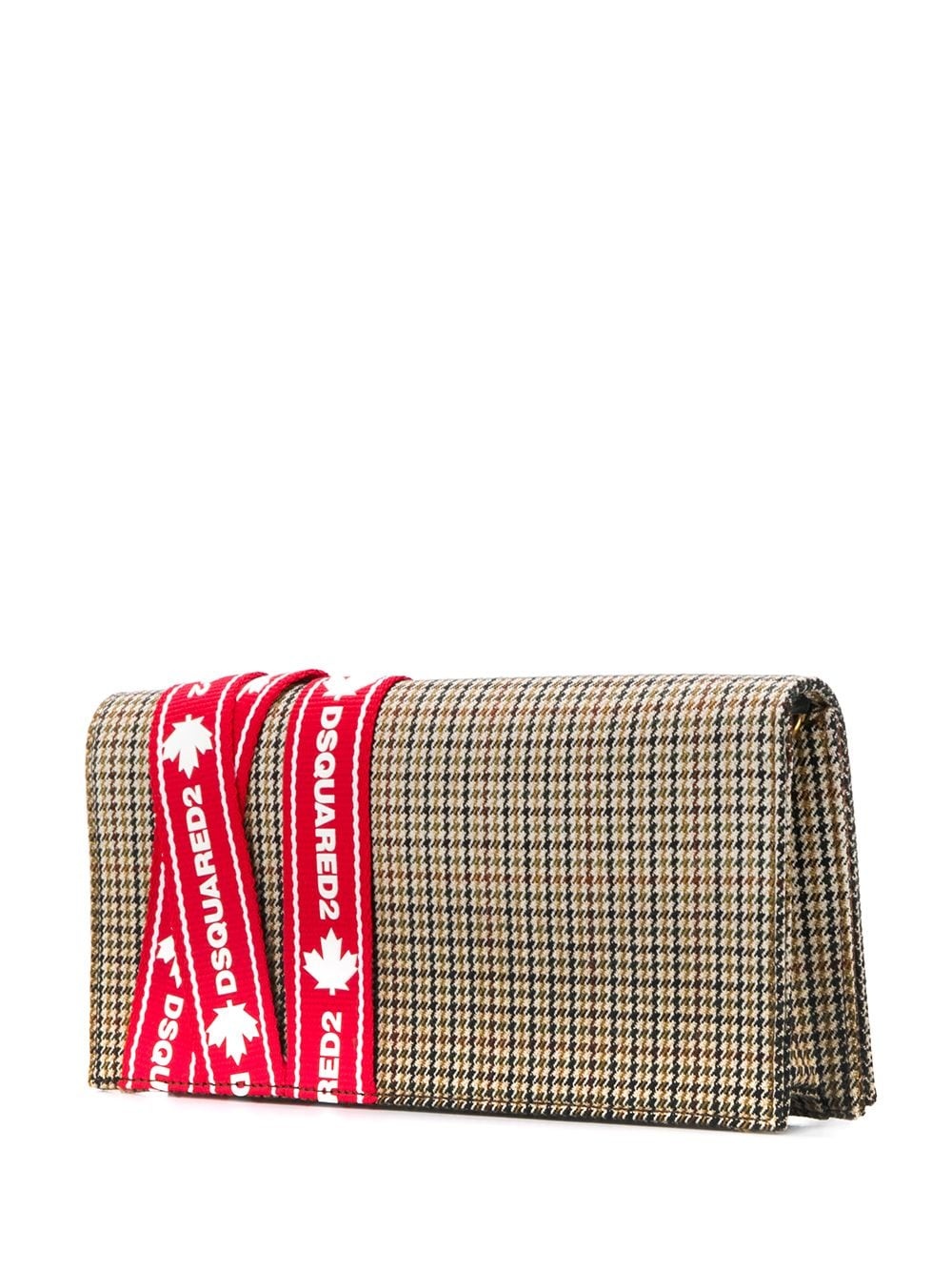 grosgrain-logo houndstooth clutch bag - 3