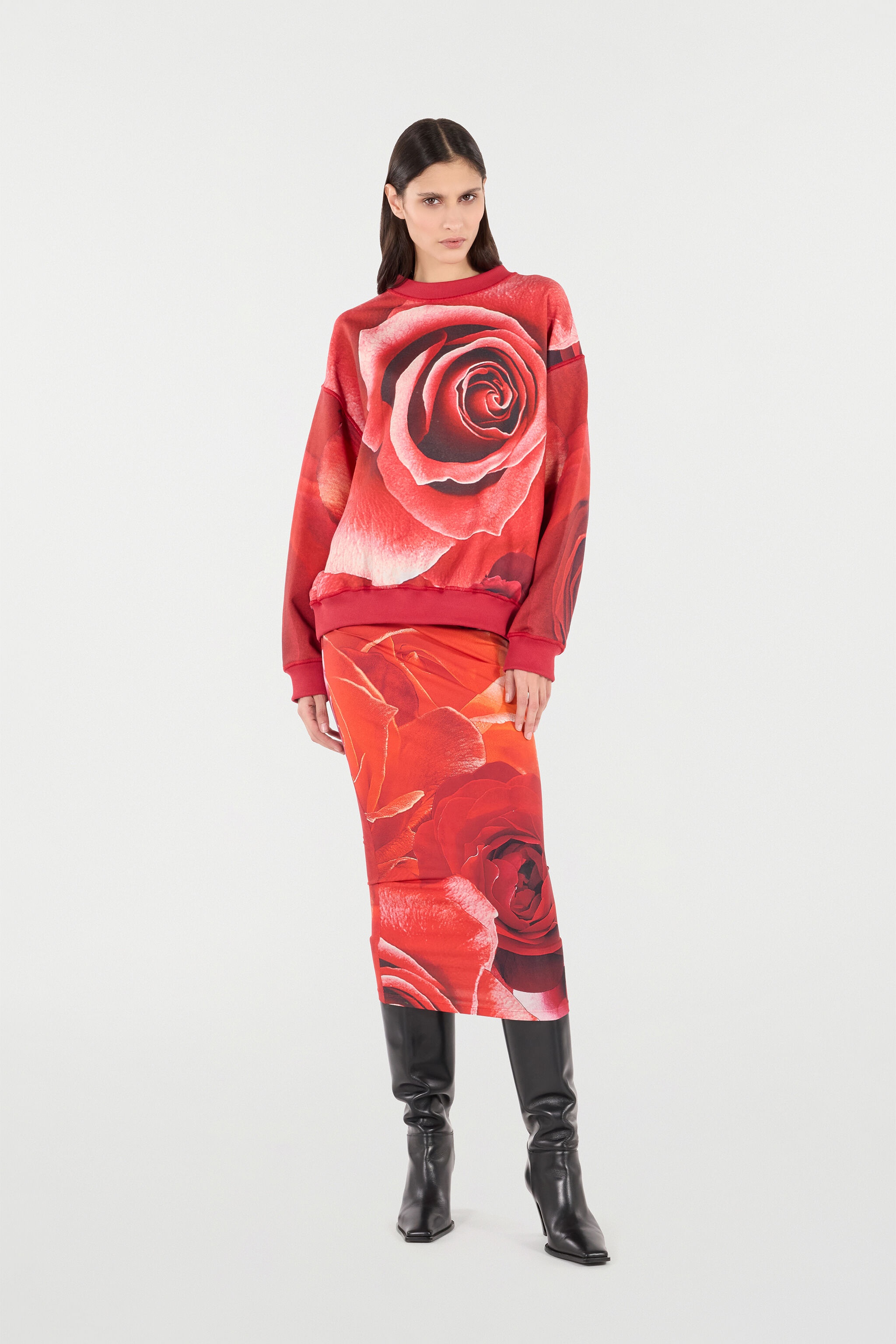 Sweatshirt With Maxi-Rose Print - 2