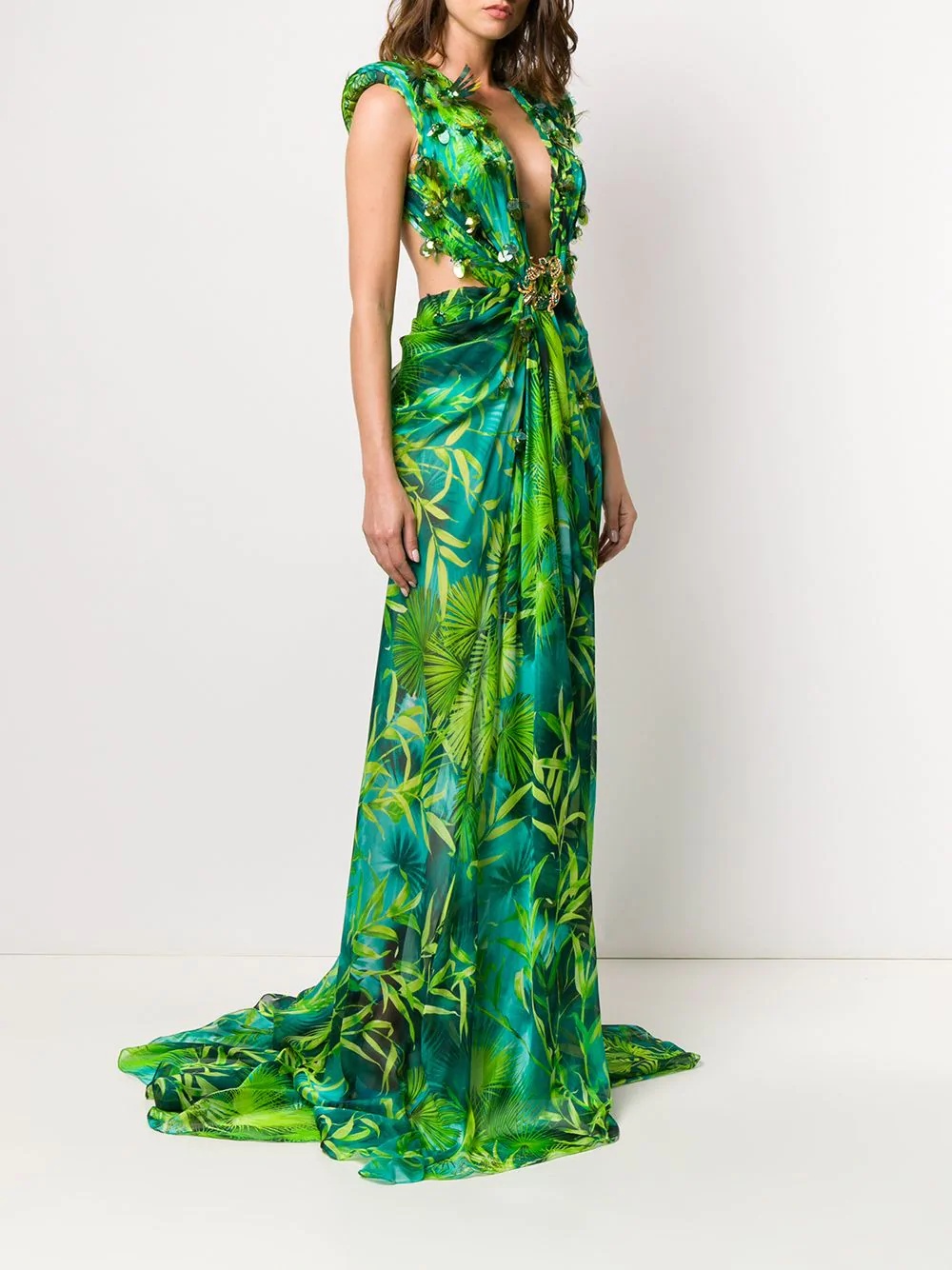 jungle print long dress - 3