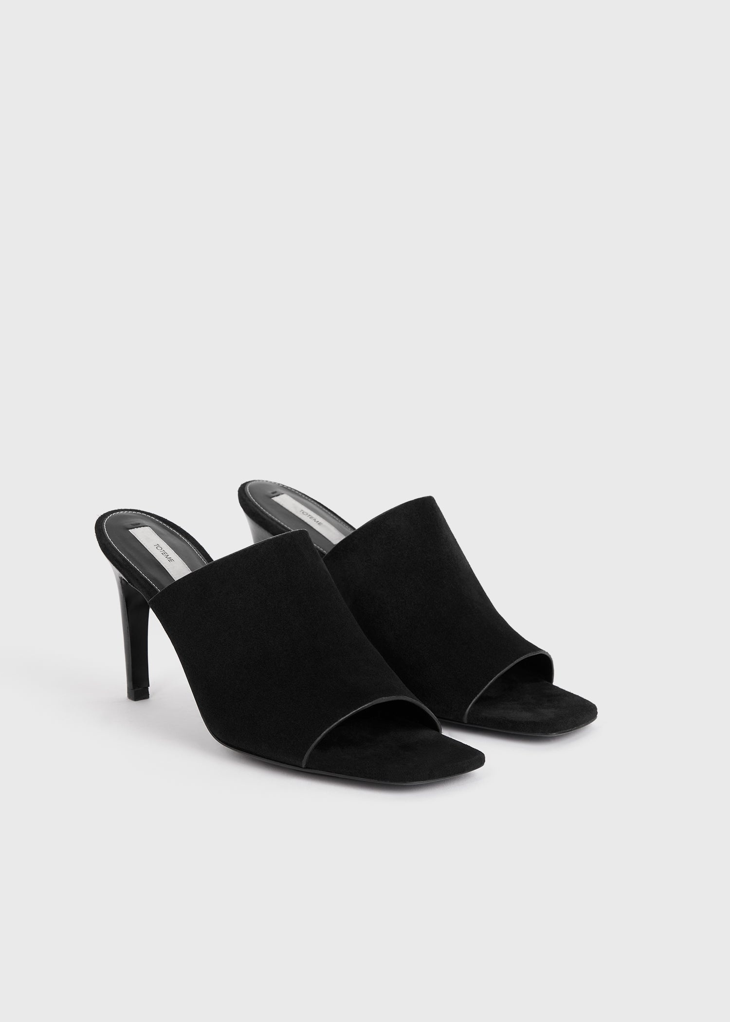 Velour-leather bandeau mules black - 7