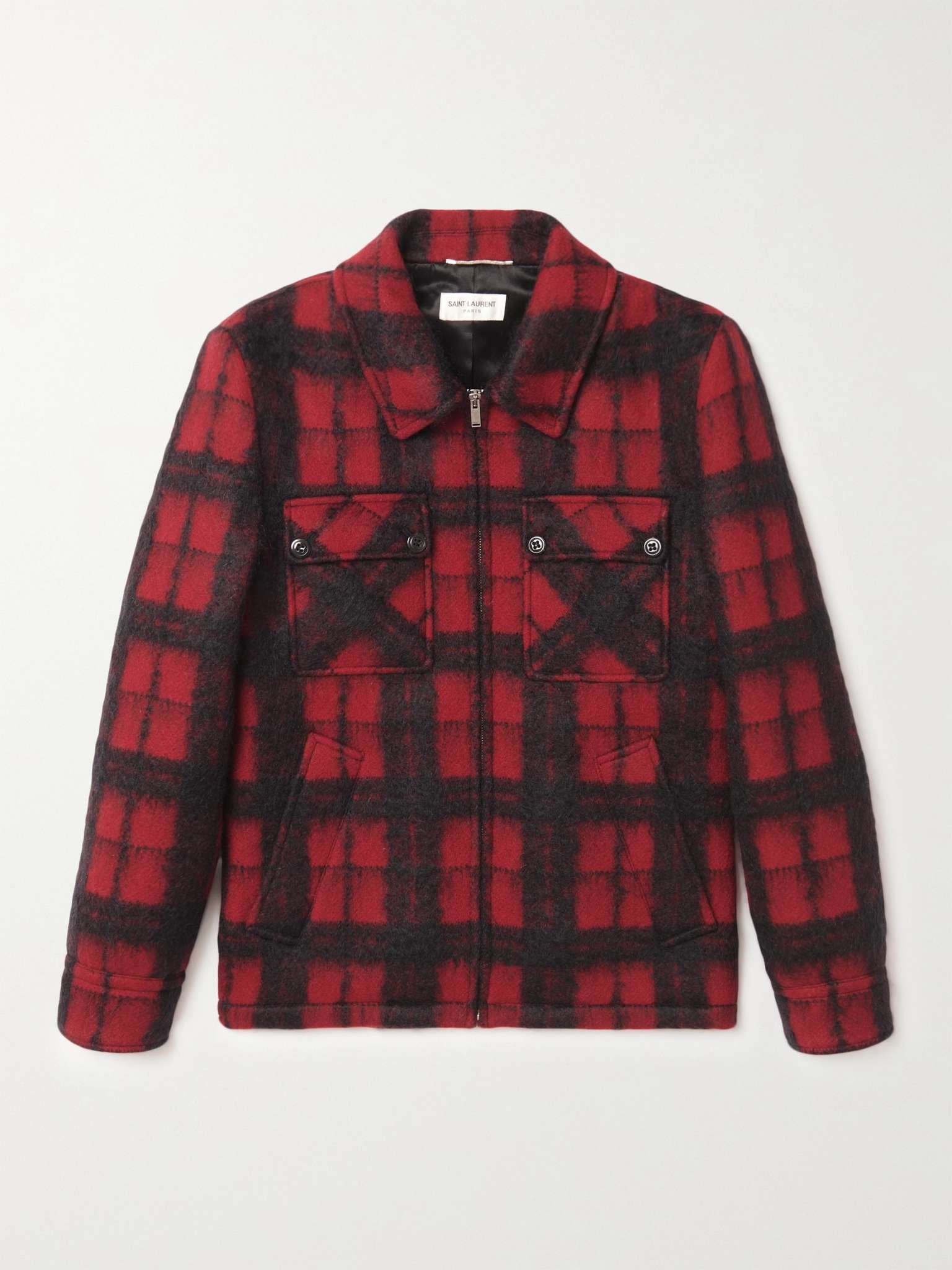 Checked Brushed Wool-Blend Overshirt - 1