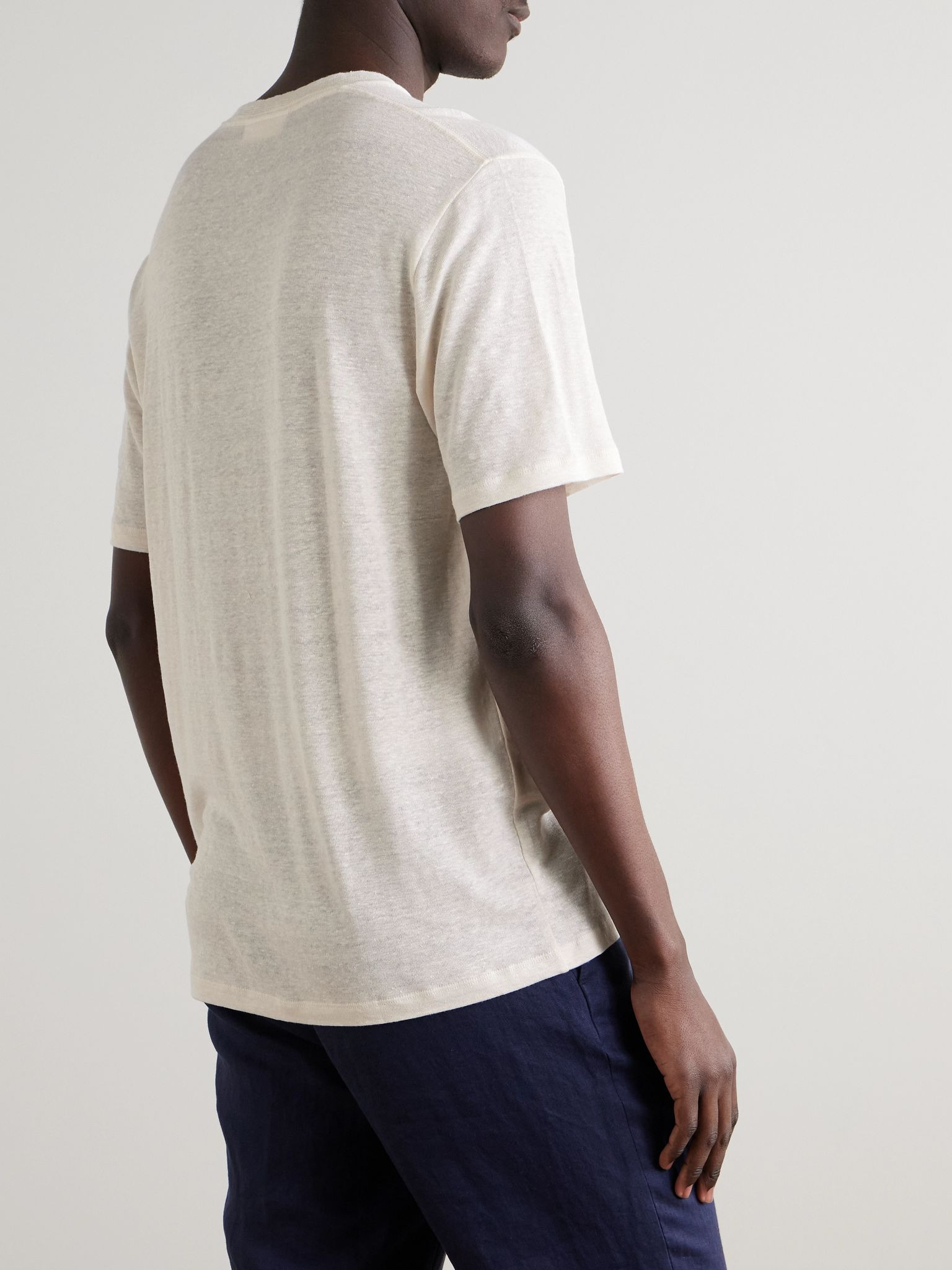 OB Standard Linen-Blend Jersey T-Shirt Beige - 4