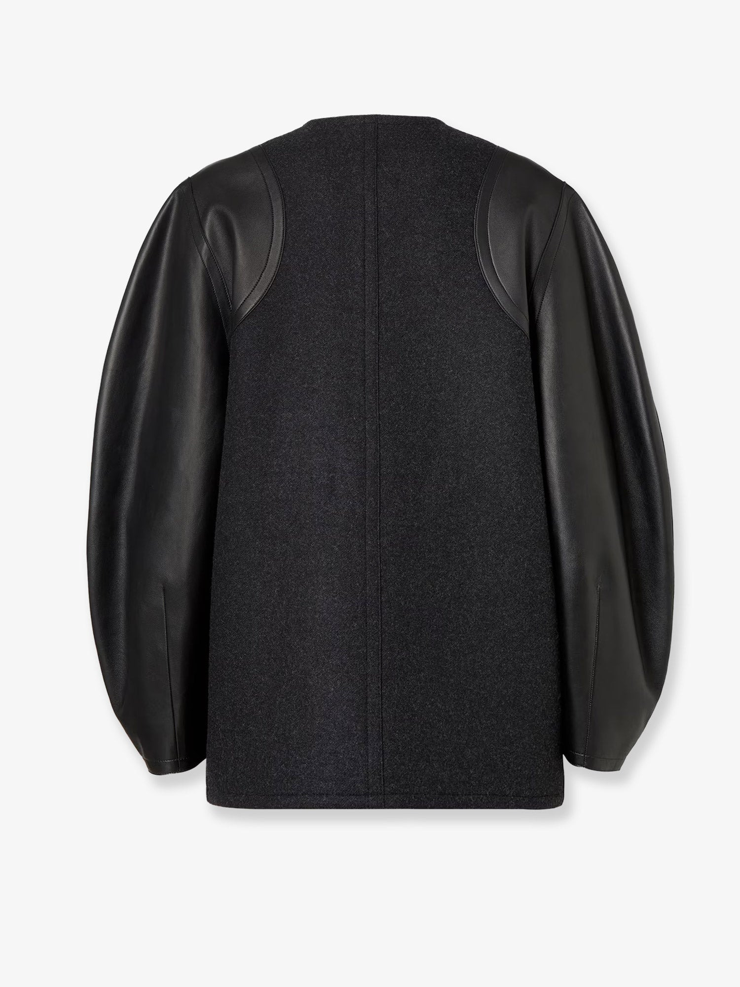 Fendi Women Virgin Wool Coat With Leather Sleeves - 2