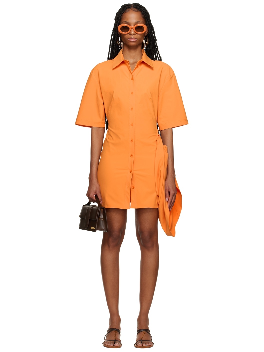 Orange Le Raphia 'La Robe Camisa' Minidress - 1